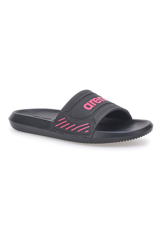 Schwarze Hausschuhe mit fuchsiafarbenem Logo und ergonomischer Sohle ARENA URBAN EASY