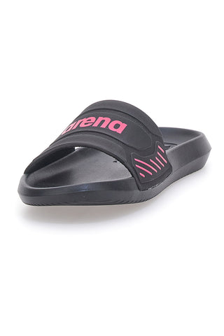 Schwarze Hausschuhe mit fuchsiafarbenem Logo und ergonomischer Sohle ARENA URBAN EASY