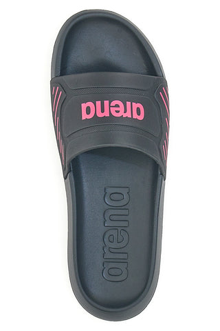 Schwarze Hausschuhe mit fuchsiafarbenem Logo und ergonomischer Sohle ARENA URBAN EASY