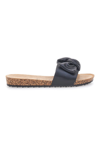 Schwarze Hausschuhe mit Schleife FUN BEACH 14191