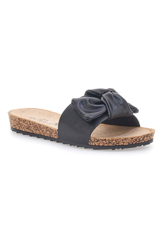 Schwarze Hausschuhe mit Schleife FUN BEACH 14191