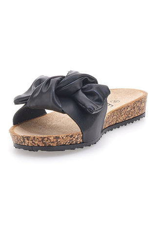 Schwarze Hausschuhe mit Schleife FUN BEACH 14191