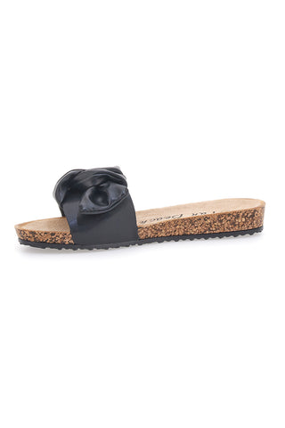 Schwarze Hausschuhe mit Schleife FUN BEACH 14191