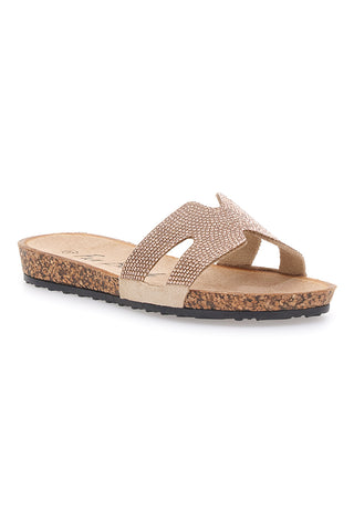 Champagner-Slipper mit Glitzerband FUN BEACH 13523