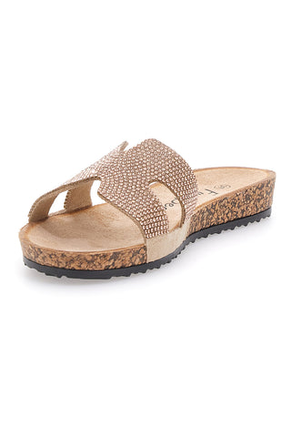 Champagner-Slipper mit Glitzerband FUN BEACH 13523