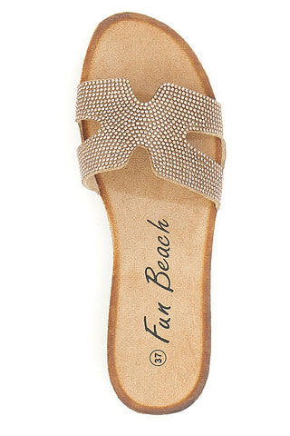Champagner-Slipper mit Glitzerband FUN BEACH 13523