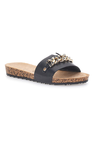 Ciabatte nere con catena dorata Fun Beach 14192