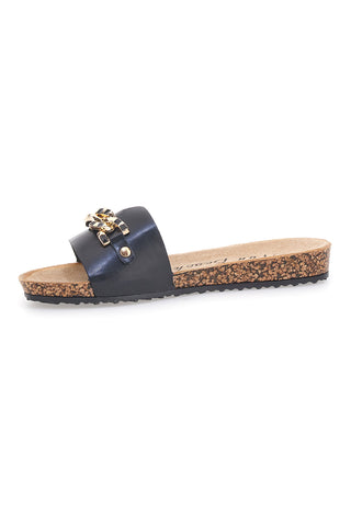 Ciabatte nere con catena dorata Fun Beach 14192