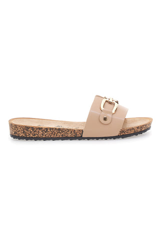 Beige Hausschuhe mit dekorativer Schnalle FUN BEACH 181003