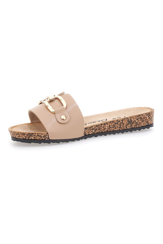 Beige Hausschuhe mit dekorativer Schnalle FUN BEACH 181003