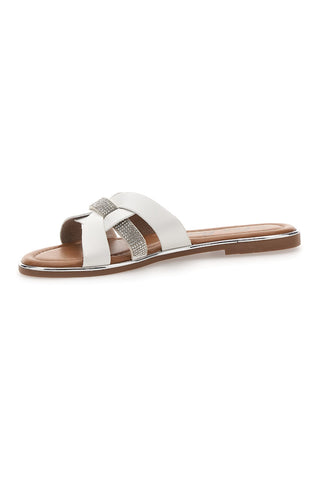 Ciabatte bianche con fasce incrociate e strass Fun Beach 14217