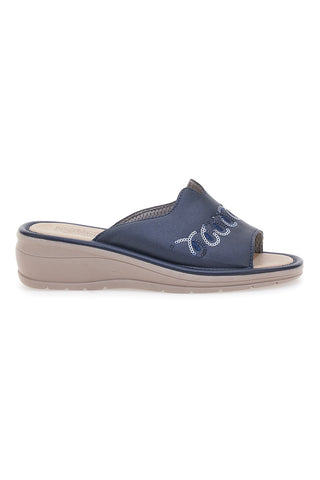 Blaue Keilpantoffeln Made in Italy LINEA COMODA 7226