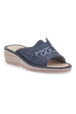 Blaue Keilpantoffeln Made in Italy LINEA COMODA 7226