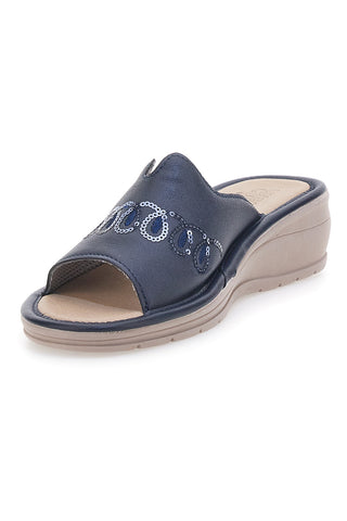 Blaue Keilpantoffeln Made in Italy LINEA COMODA 7226