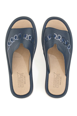 Blaue Keilpantoffeln Made in Italy LINEA COMODA 7226