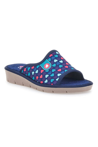 Blaue Hausschuhe mit Herzen Made in Italy LINEA COMODA 8063