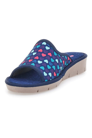 Blaue Hausschuhe mit Herzen Made in Italy LINEA COMODA 8063