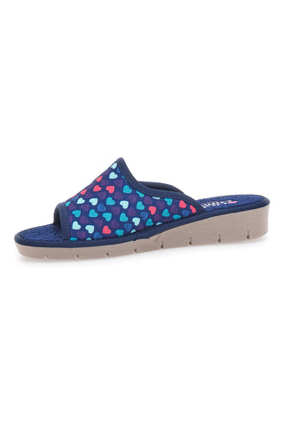 Blaue Hausschuhe mit Herzen Made in Italy LINEA COMODA 8063