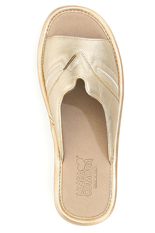 Ciabatte Platino con Dettagli Dorati LINEA COMODA 7225