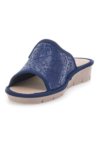 Blaue Hausschuhe Made in Italy LINEA COMODA 8059