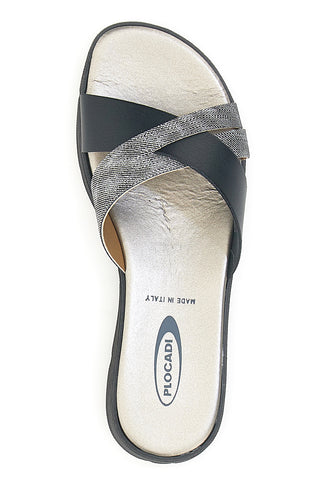 Schwarze und silberne gekreuzte Hausschuhe Made in Italy Plocadi A13