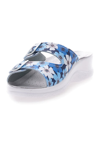 Hausschuhe mit blauen Blumen und doppeltem Anti-Rutsch-Band Best Medical 122F