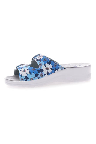 Hausschuhe mit blauen Blumen und doppeltem Anti-Rutsch-Band Best Medical 122F