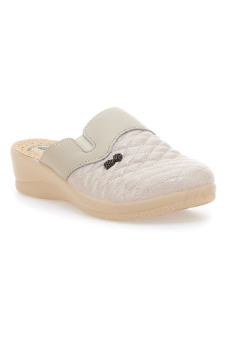 Beige Hausschuhe mit geschlossener Spitze, hergestellt in Italien, Bio Up 6204