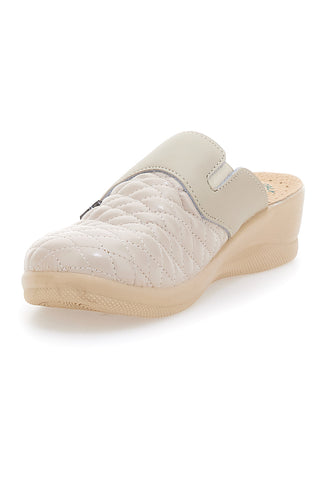 Beige Hausschuhe mit geschlossener Spitze, hergestellt in Italien, Bio Up 6204