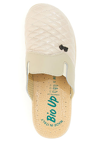 Beige Hausschuhe mit geschlossener Spitze, hergestellt in Italien, Bio Up 6204