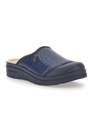 Blaue Hausschuhe mit Obermaterial aus glänzendem Leder BIO UP 753