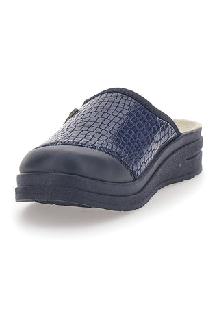 Blaue Hausschuhe mit Obermaterial aus glänzendem Leder BIO UP 753