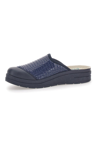 Blaue Hausschuhe mit Obermaterial aus glänzendem Leder BIO UP 753