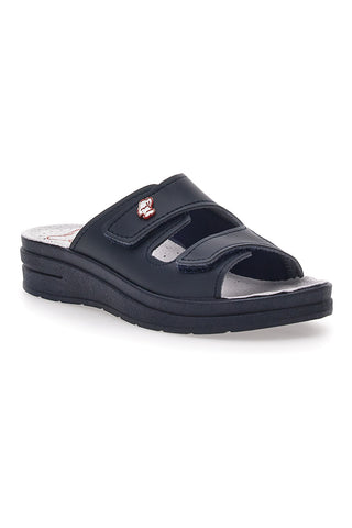 Professionelle Hausschuhe aus echtem blauem Leder, hergestellt in Italien, MRS CHEF 1781