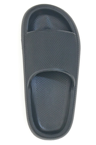 Ciabatte in gomma nere con fascia piena design minimal 2T2L