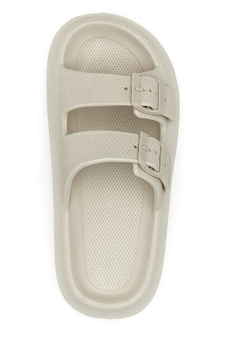 Weiße Gummi-Slipper mit Doppelriemen und verstellbaren Schnallen 2T2L ILY02