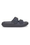 Schwarze Gummi-Slipper mit Doppelriemen und verstellbaren Schnallen 2T2L ILY02