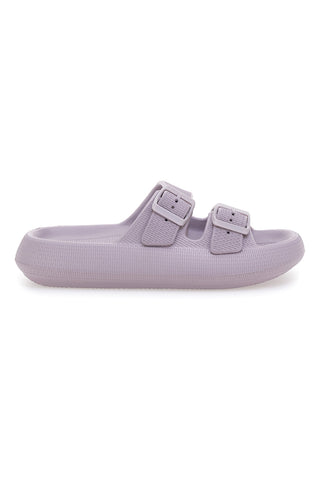 Lila Gummi-Slipper mit Doppelriemen und verstellbaren Schnallen 2T2L ILY02