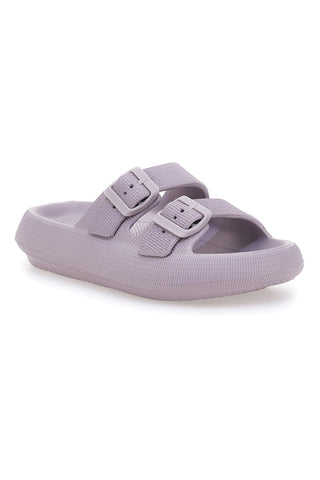 Lila Gummi-Slipper mit Doppelriemen und verstellbaren Schnallen 2T2L ILY02