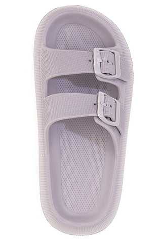 Lila Gummi-Slipper mit Doppelriemen und verstellbaren Schnallen 2T2L ILY02