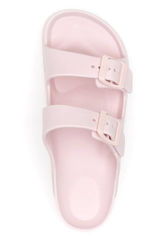 Rosa Gummi-Hausschuhe mit Doppelschnalle 2T2L HM07