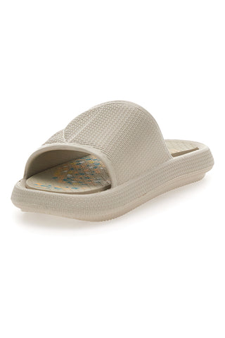 Weiße Gummipantoffeln mit breitem, verziertem Fußbett 2T2L 1055