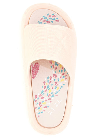 Rosa Gummi-Slipper mit breitem, verziertem Fußbett 2T2L 1055