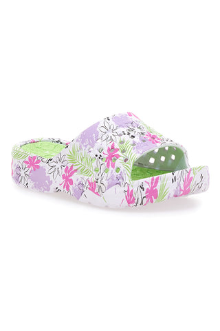 Mehrfarbige Hausschuhe mit Blumenmuster und hoher Sohle 2T2L 22021