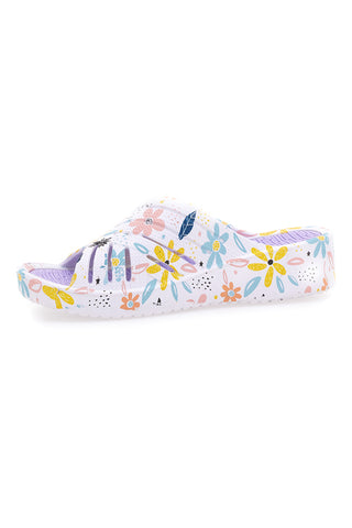Ciabatte floreali viola multicolor fascia incrociata 2T2L 711