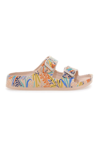 Ciabatte beige fantasia tropicale doppio cinturino 2T2L HM06