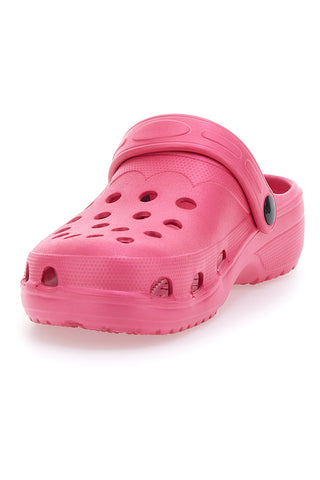 Fuchsiafarbener Sabot aus perforiertem Gummi mit Riemen 2T2L 1851