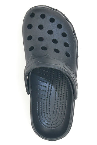 Schwarze perforierte Gummiclogs mit Riemen 2T2L 1851