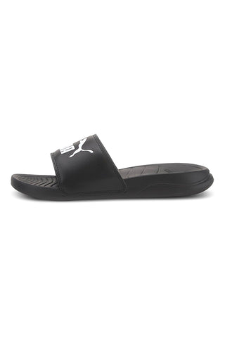 Puma – Popcat 20 Jr – Schwarze Slides mit weißem Logo