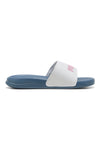 Puma Popcat 20 Jr – blaue Hausschuhe mit weißem Band und rosa Logo